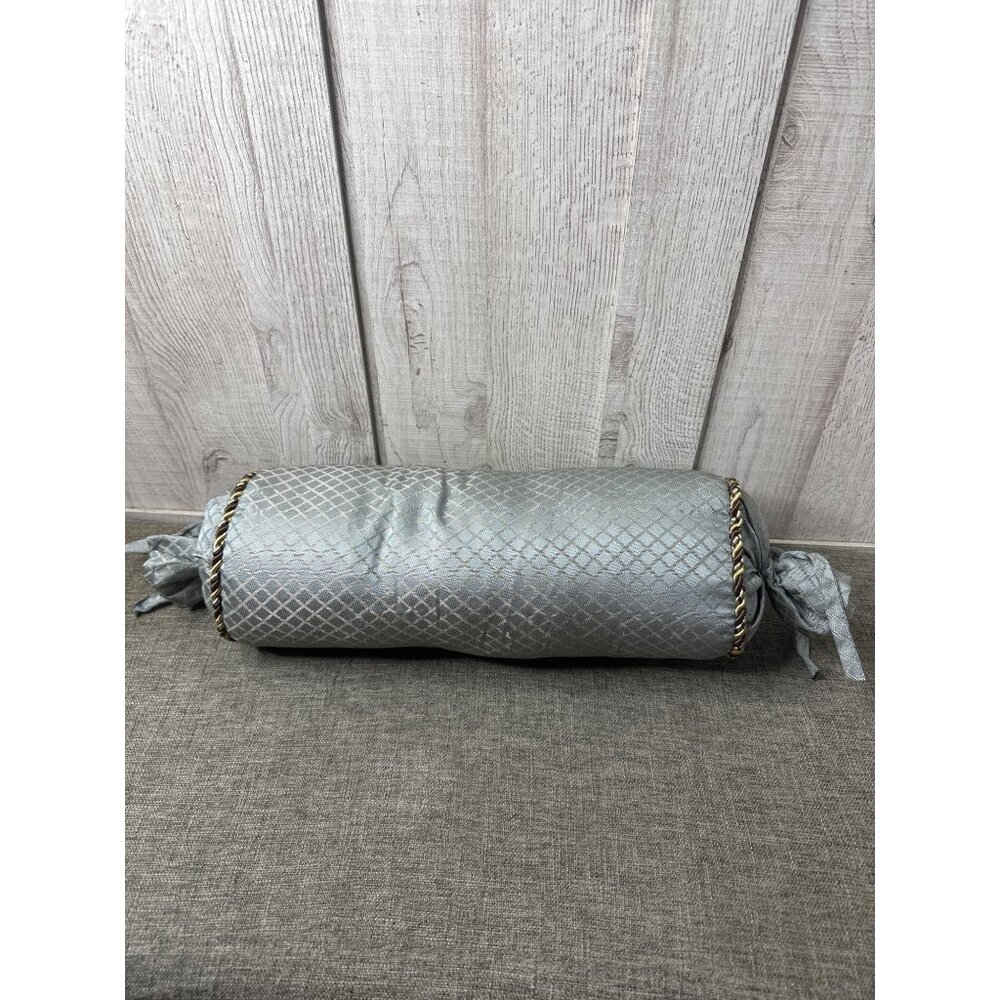 Decorative Pillow Set Jacquard Tapestry Fabric Corded Trim 2 Square and Bolster - Picture 7 of 8